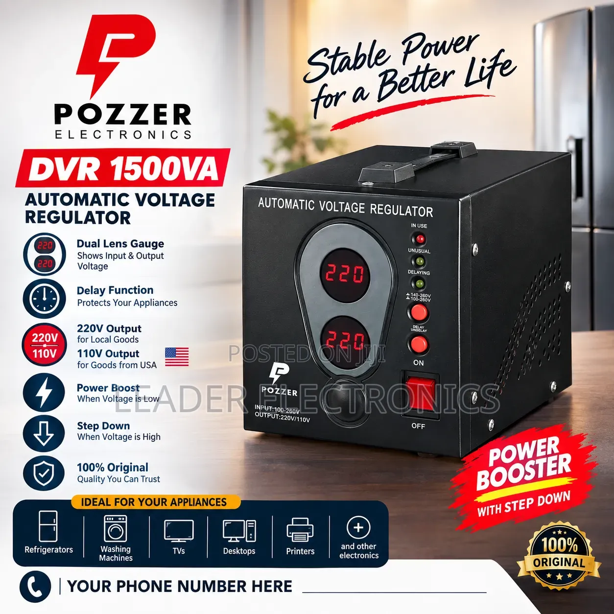 Pozzer Digital Stabilizer 1500W