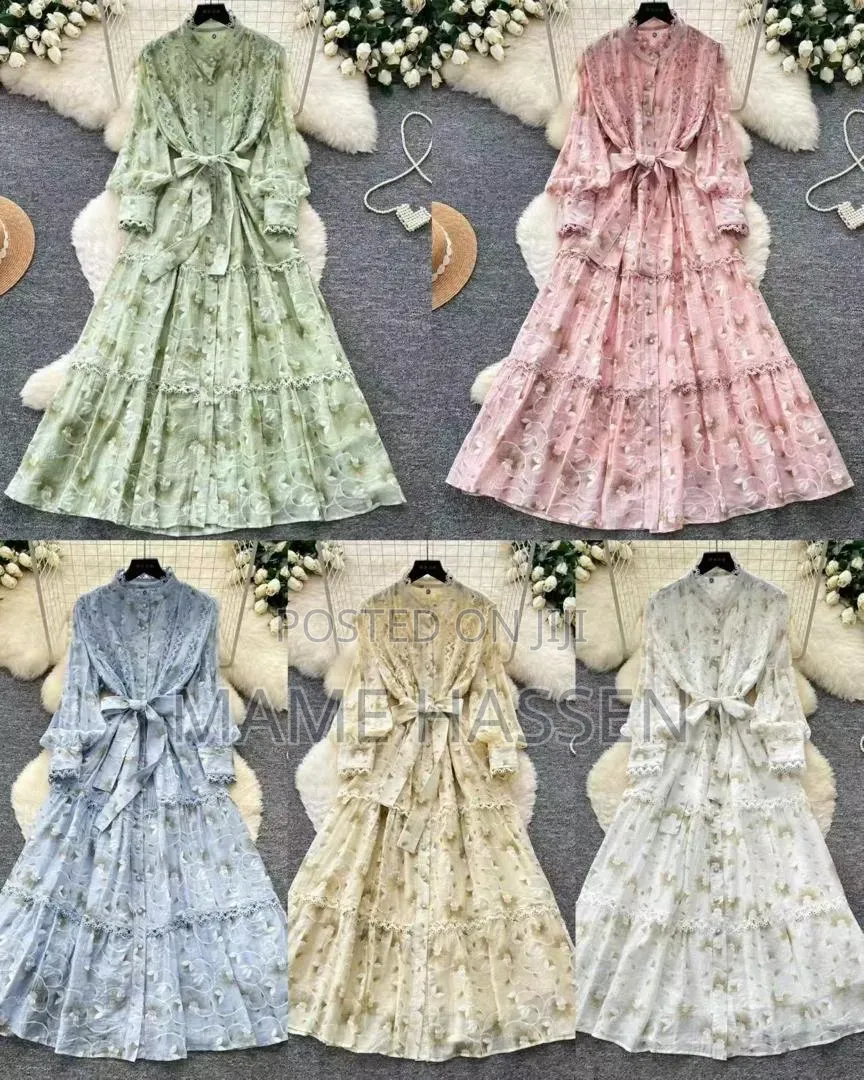 French-Style Retro Chiffon Maxi Dress