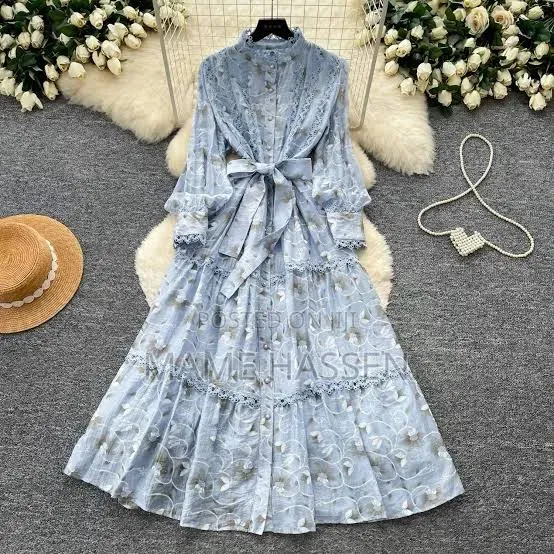 French-Style Retro Chiffon Maxi Dress