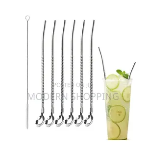 6pcs Drinking Stainless Straws