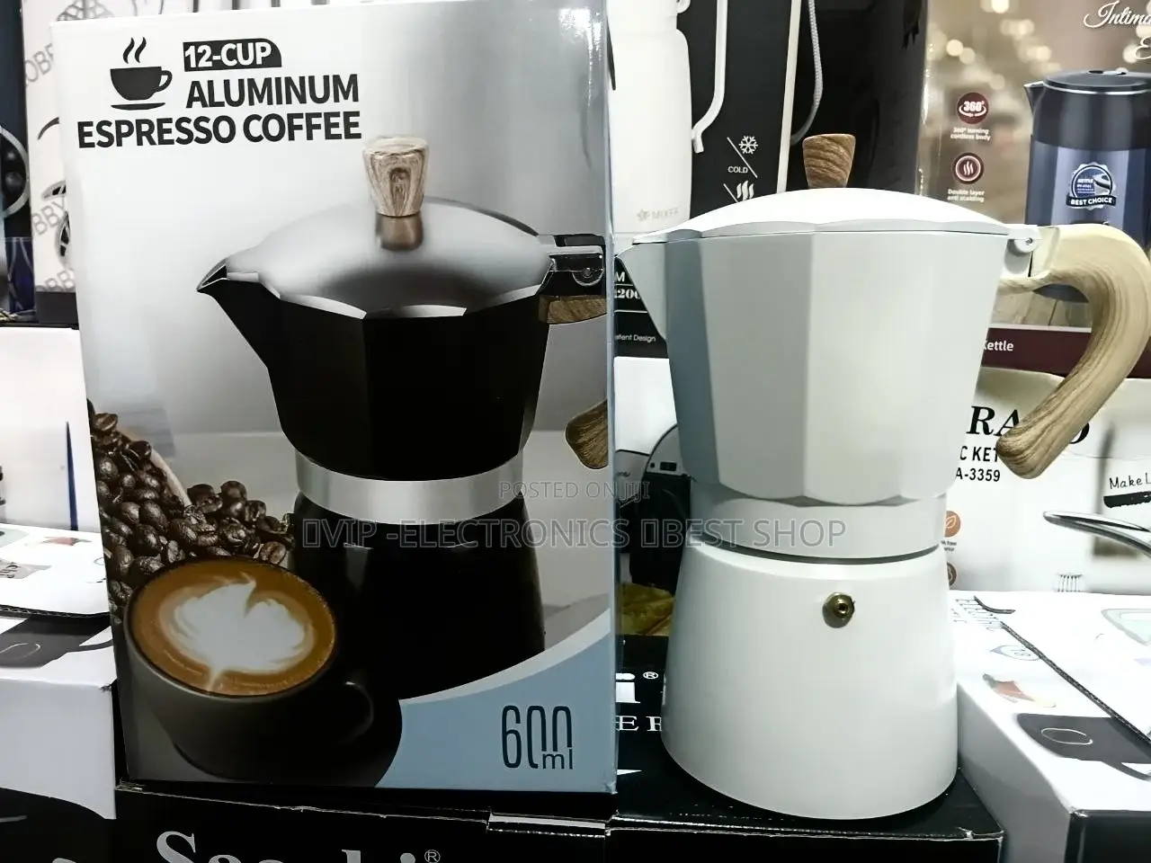 Espresso Coffee Maker 12-Cup Moka Pot – 600ml Aluminum Stovetop