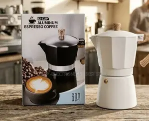 Espresso Coffee Maker 12-Cup Moka Pot – 600ml Aluminum Stovetop