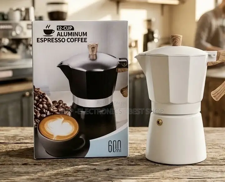 Espresso Coffee Maker 12-Cup Moka Pot – 600ml Aluminum Stovetop