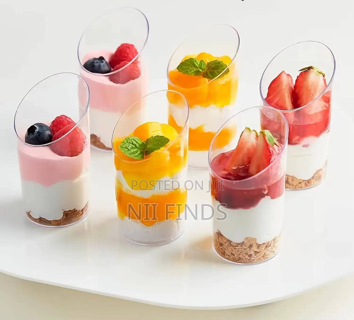 Transparent, Slanted-Rim Mini Dessert Cups