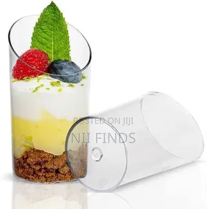Transparent, Slanted-Rim Mini Dessert Cups
