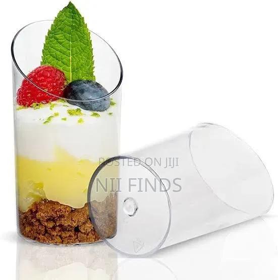 Transparent, Slanted-Rim Mini Dessert Cups