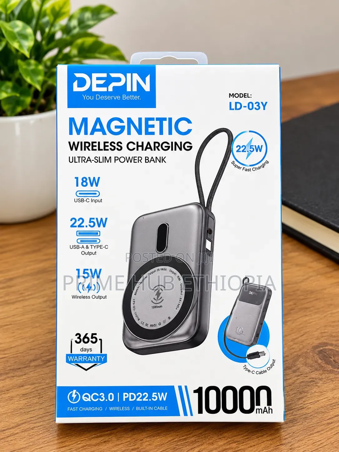 DEPIN LD-03Y 10,000mAh Magnetic Wireless Power Bank