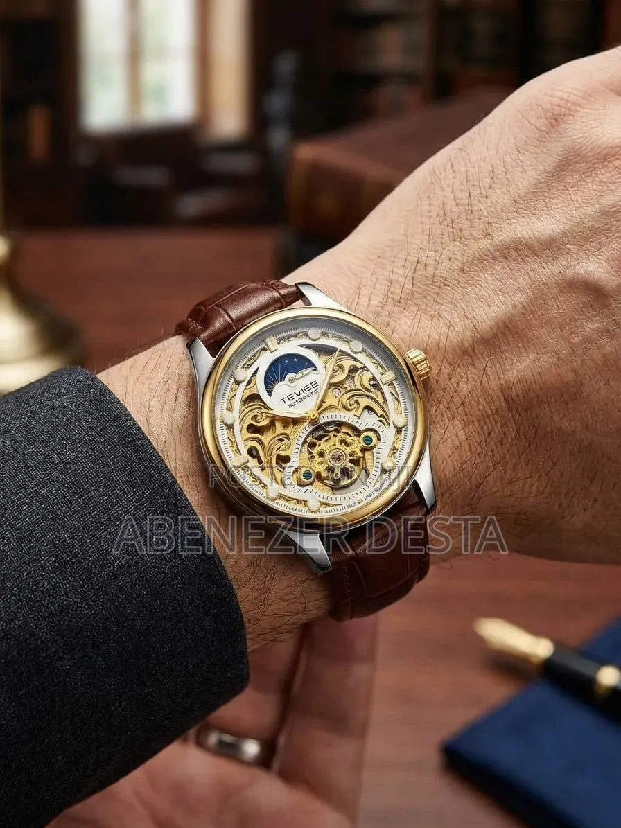 TEVISE T820 Series Men's Automatic Mechanical Skeleton Watch