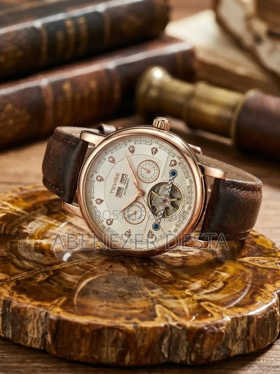 Tevise T867C Automatic Mechanical Men's Watch Featuring a Rose Gold
