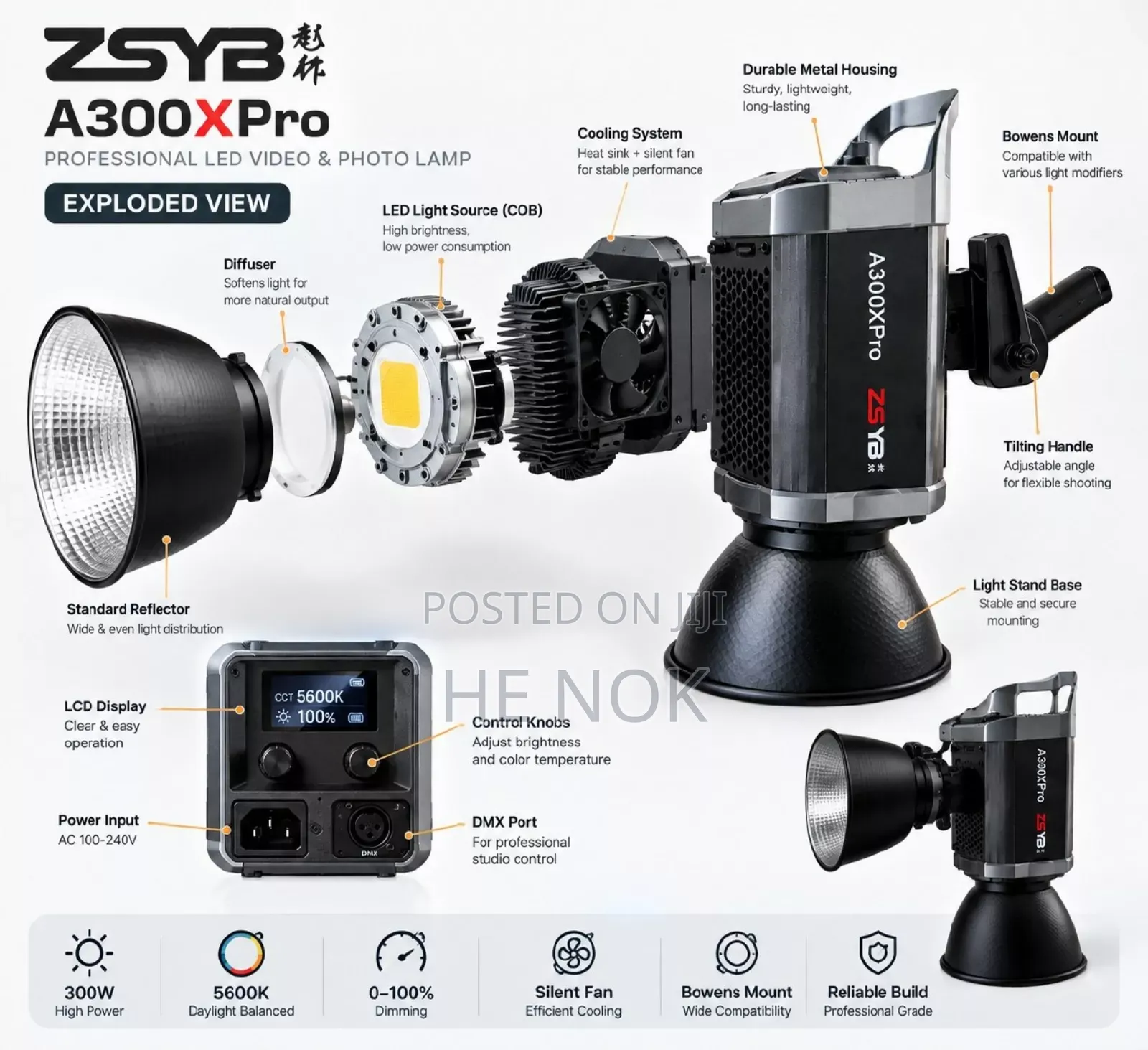 ZSYB A300XPro Professional LED Studio Video and Photo Light