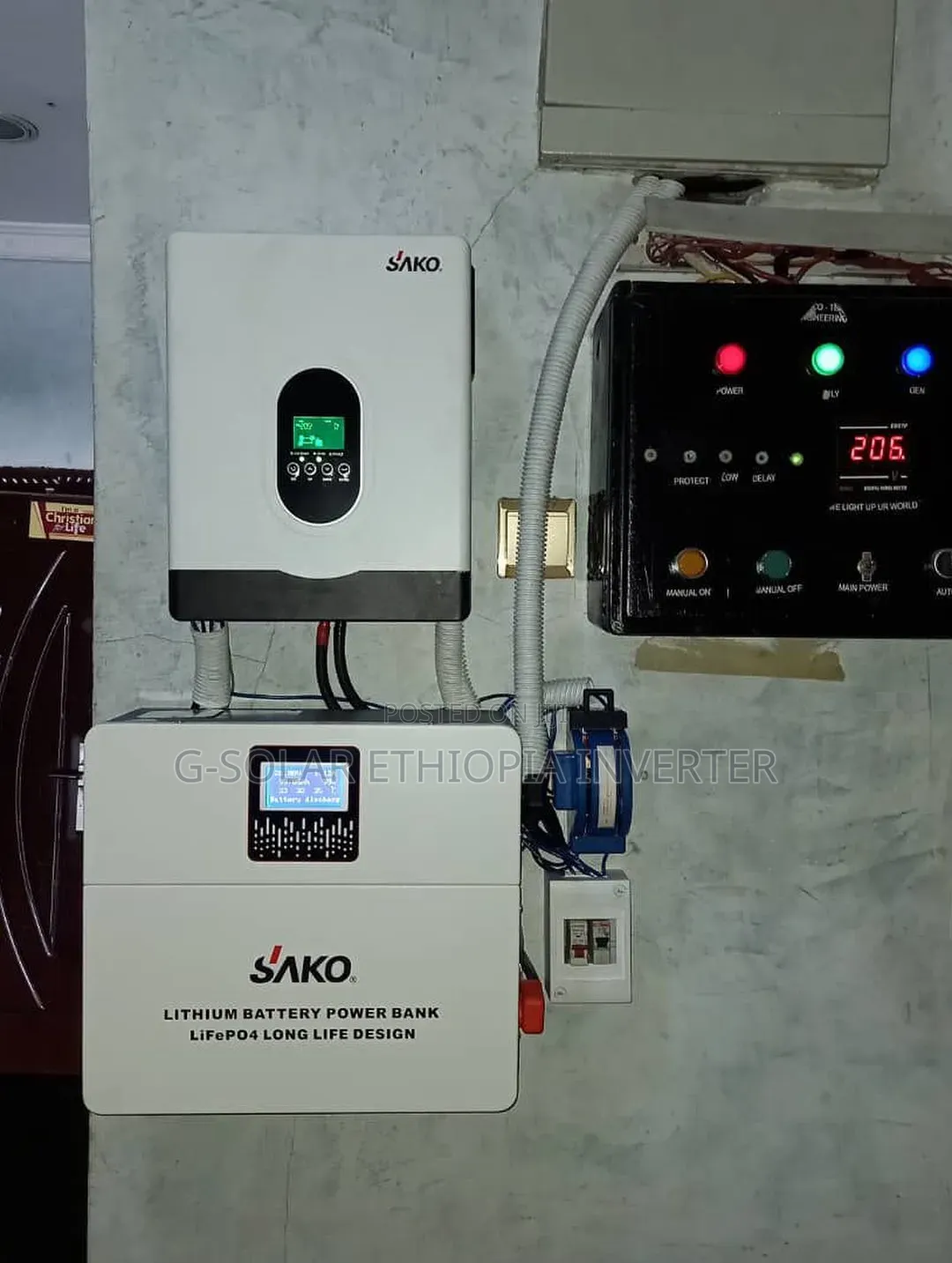 11kw Solar Power System in Ethiopia - 11kw-5.12kwh*2pc Lifepo4-9pc*620
