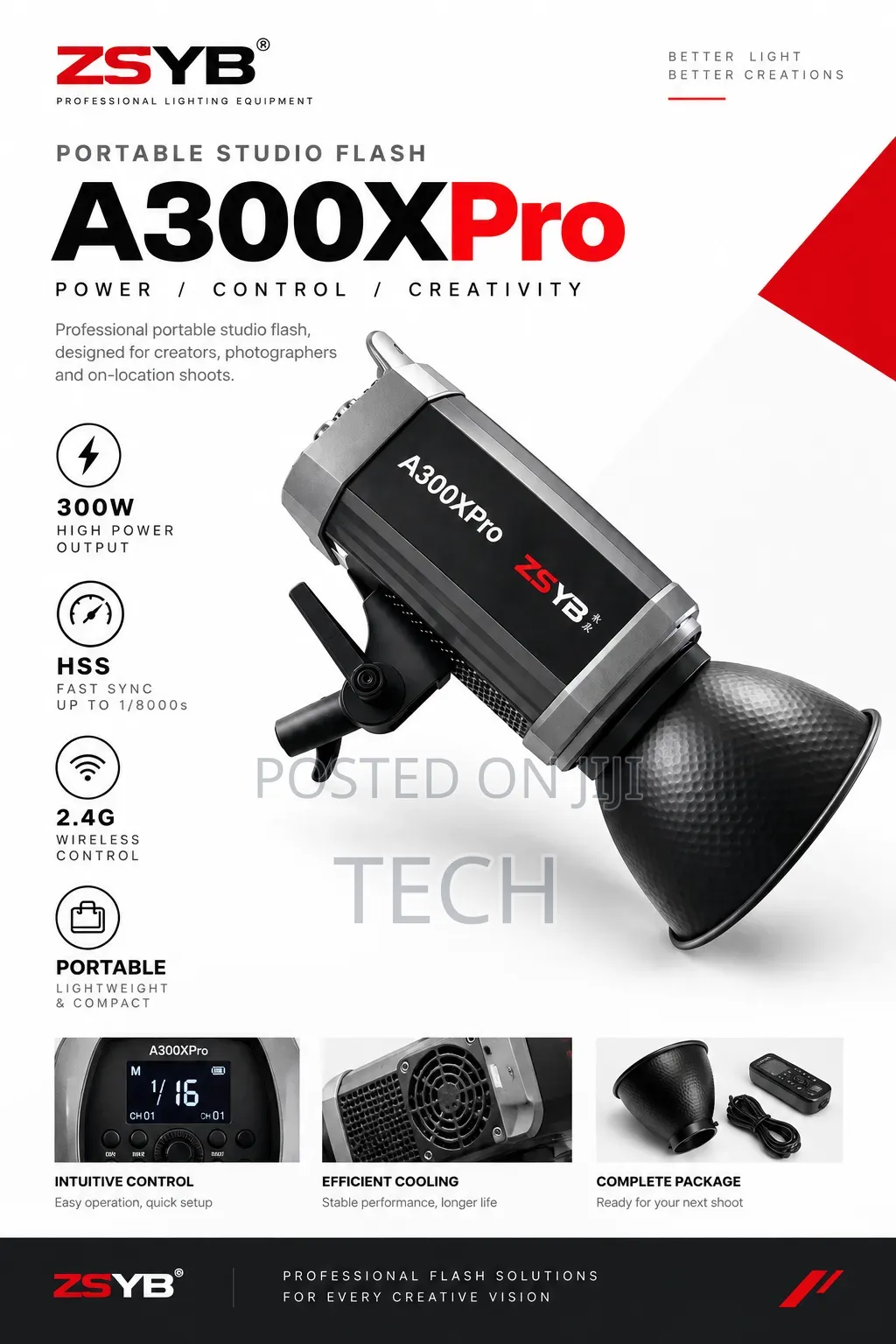 ZSYB 300X Pro 300W Professional Studio Light
