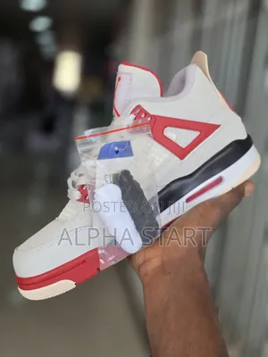 Jordan 4 Retro White & Red High Master Quality Shoes Made in Vietnam