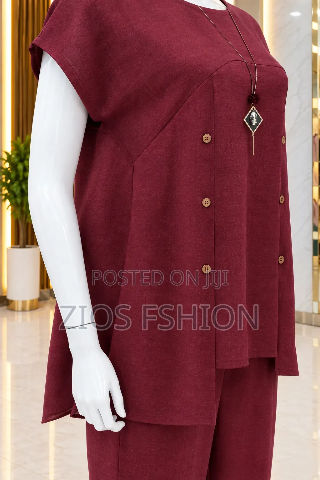 Elegant Burgundy 2-Piece Women’s Outfit With Wide-Leg Pants