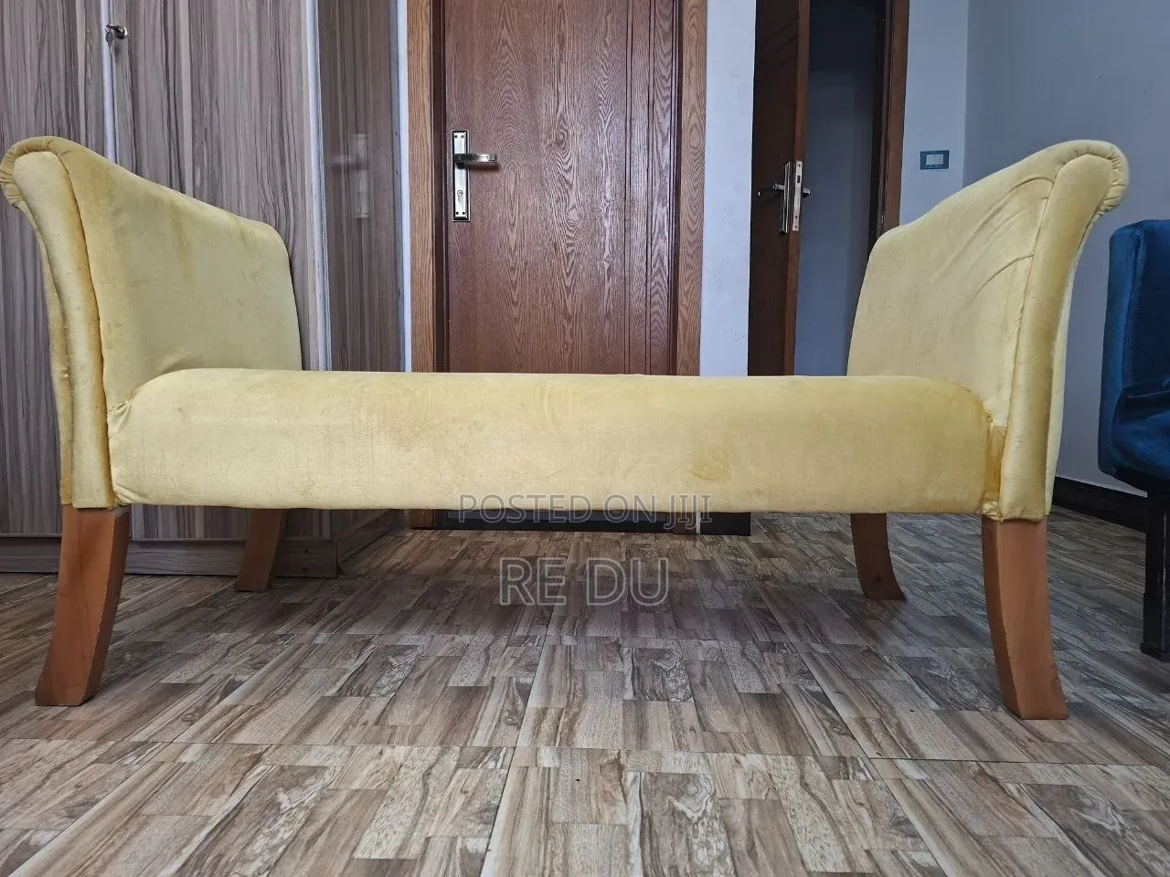 Modern Yellow Velvet Bench