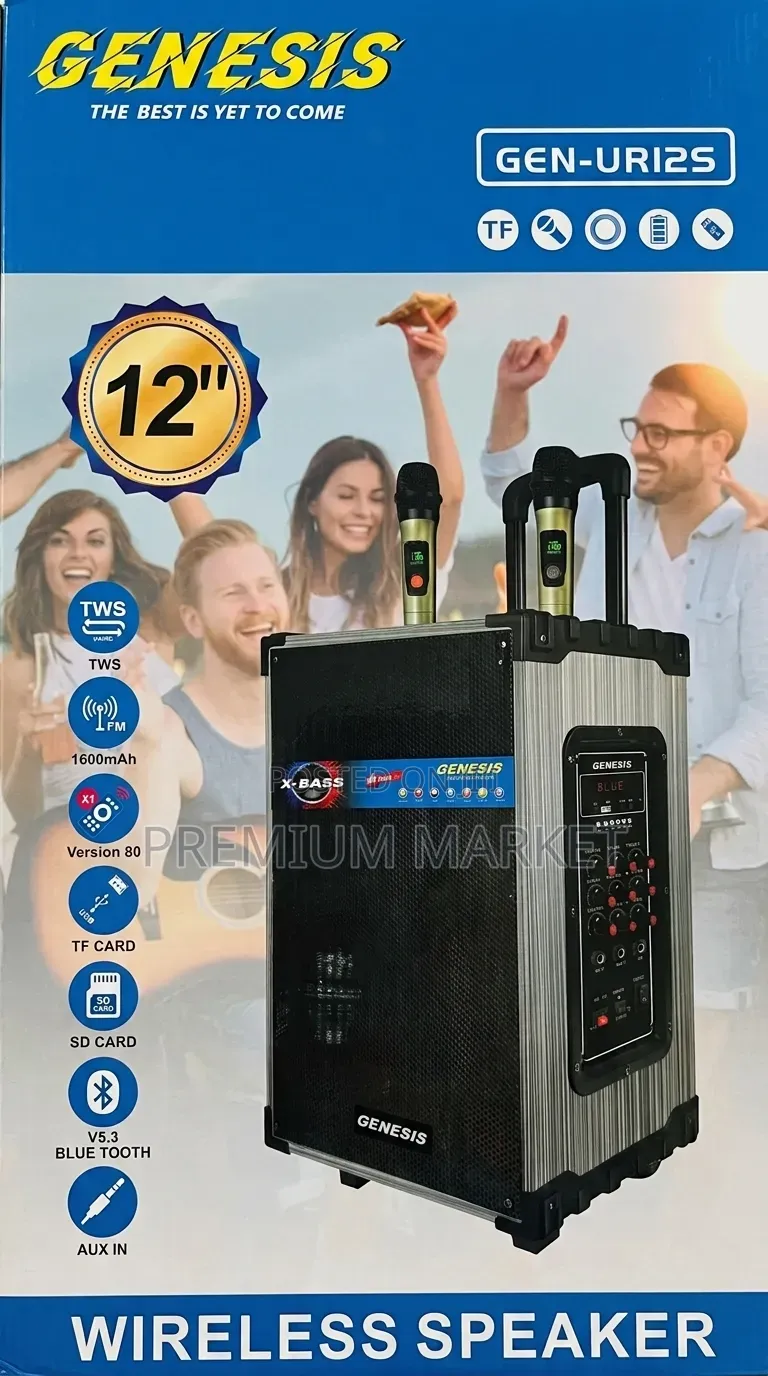 Speaker Genesis GEN-UR12S 12" Wireless Trolley System የብሉቱዝ ስፒከር