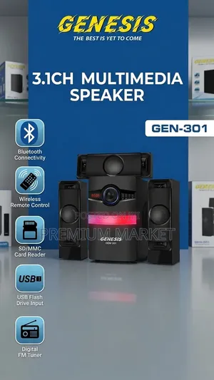 Speaker Genesis GEN-301 3.1-Channel Multimedia Speaker System የታቪ ስፒከር