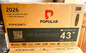 POPULAR 43 Inch TV Smart – Android 15, 1GB+8GB, Free ETV Pro & Nashare