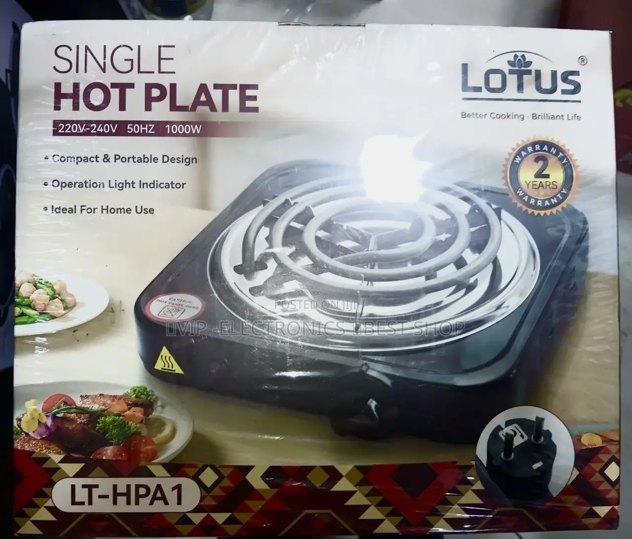 Lotus LT-HPA1 Electric Stove Hot Plate – 1000W Single Portable Stove