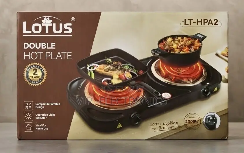 Lotus Electric Stove Double Hot Plate Stove – 2000W Portable Double