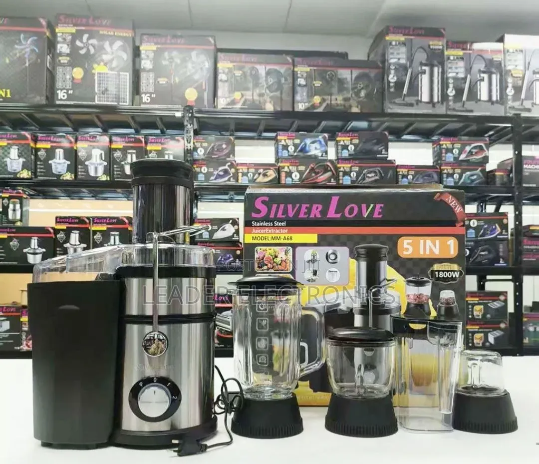 Silver Love Stnless Still Juicer Extractor 5 in 1