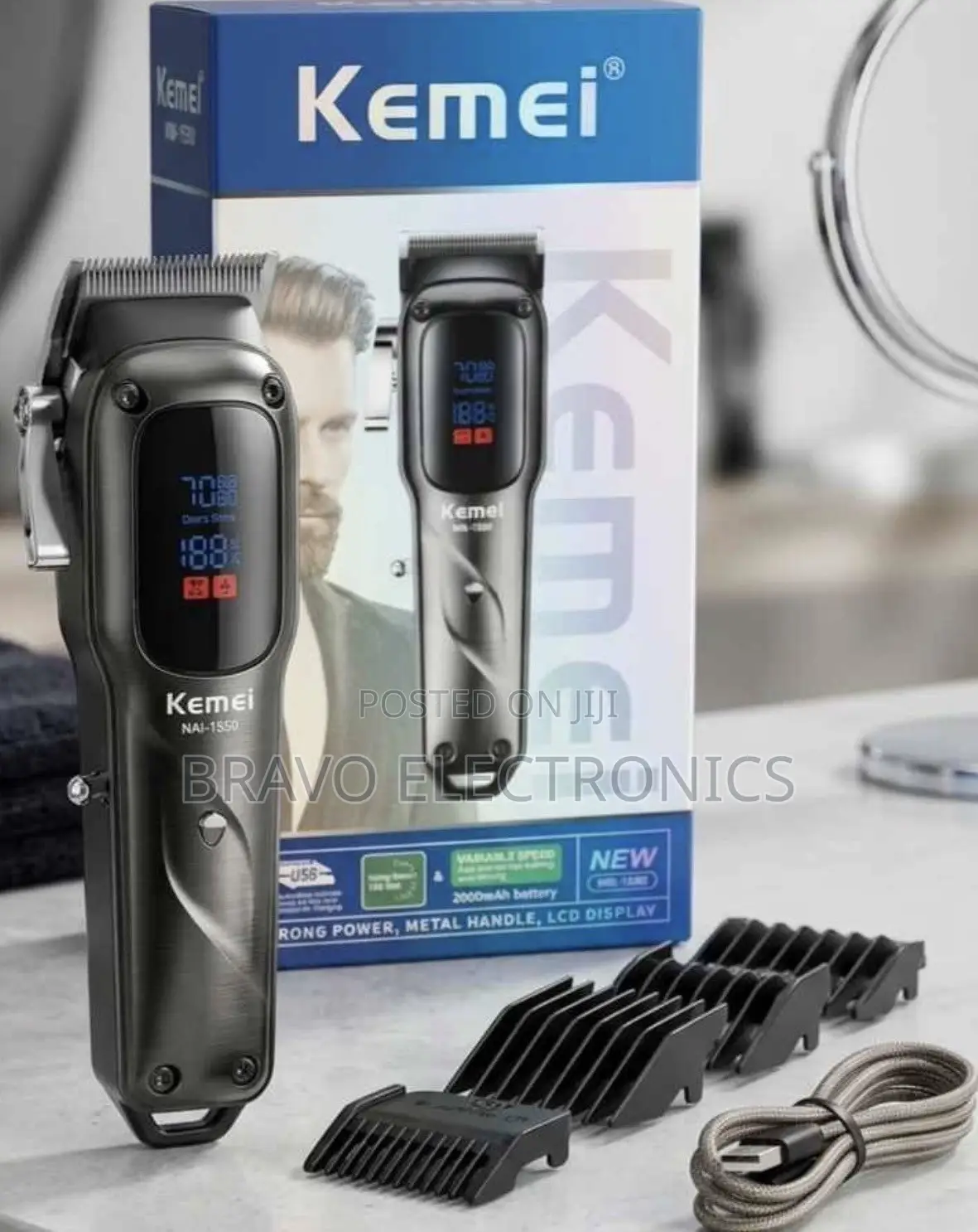Kemei KM-1550 Professional Hair Clipper - LED Display Low Noise 