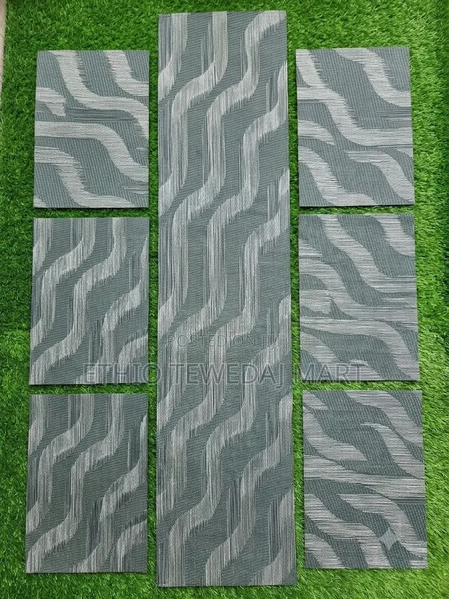 Striped Table Runner and Placemats Set Table Mat የጠረቤዛ ልብስ