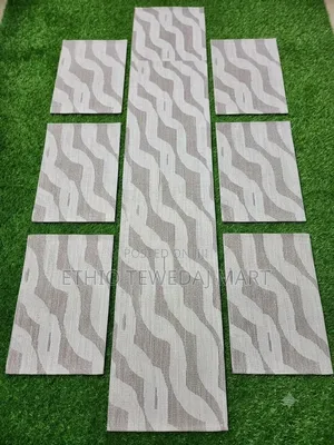 Striped Table Runner and Placemats Set Table Mat የጠረቤዛ ልብስ