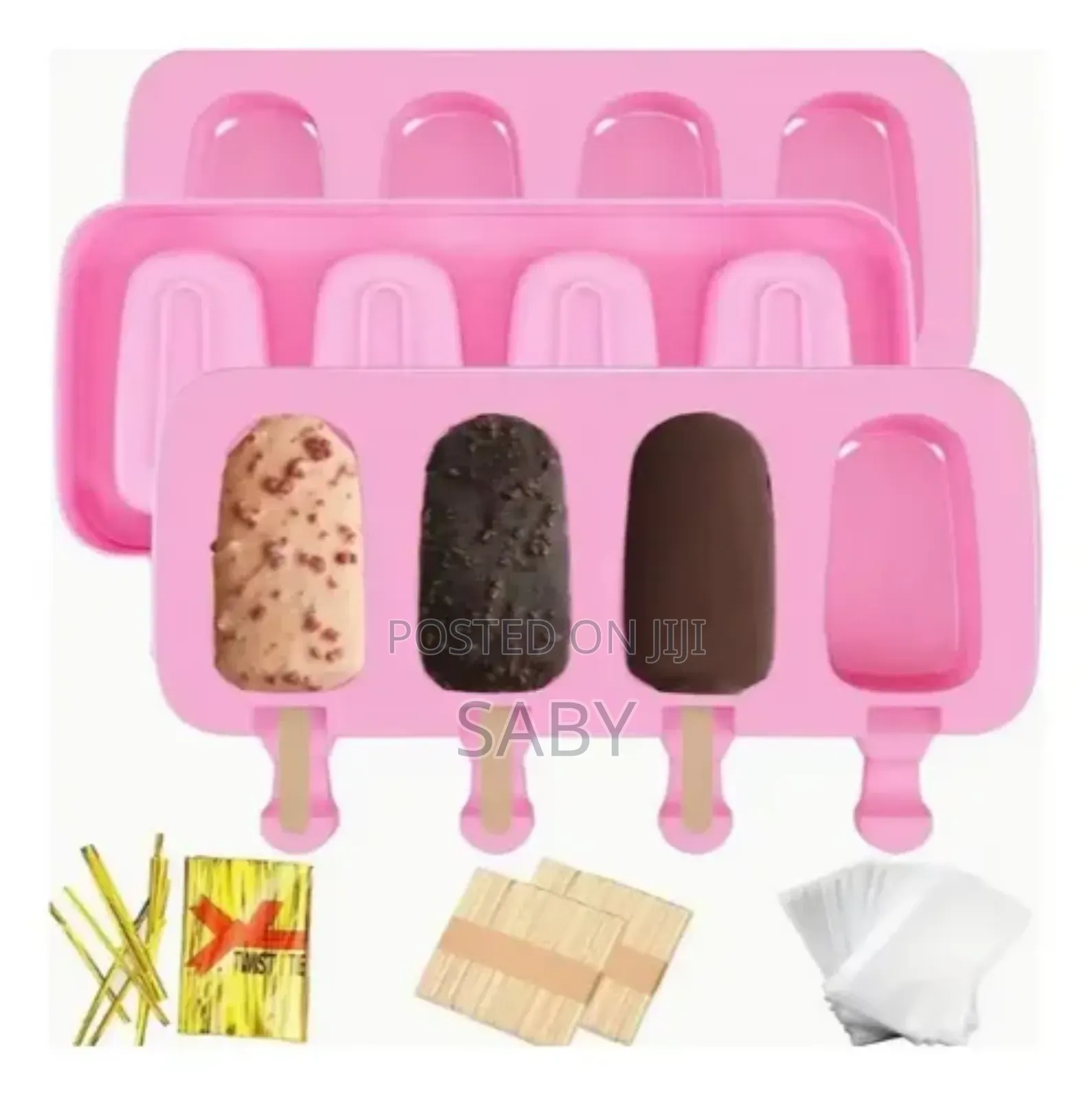 4 Cavities Brick Popsicles Mold