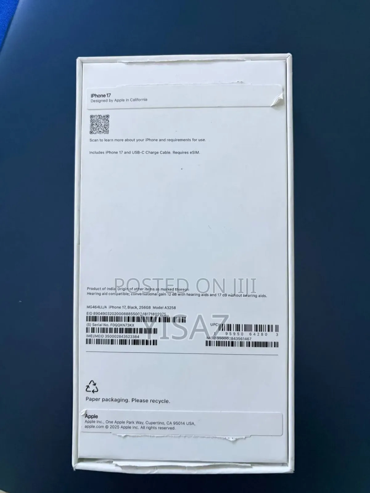 New Apple iPhone 17 256 GB Gray
