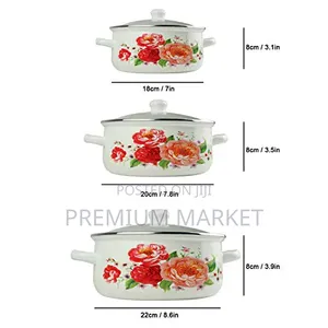 Casserole Pot With Sturdy Glass Lids 3 Set የወጥ መስራያ እና ማቅረቢያ