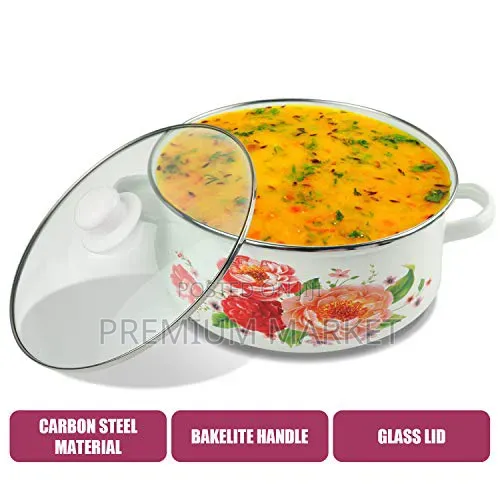Casserole Pot With Sturdy Glass Lids 3 Set የወጥ መስራያ እና ማቅረቢያ
