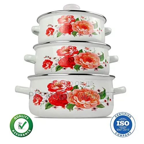 Casserole Pot With Sturdy Glass Lids 3 Set የወጥ መስራያ እና ማቅረቢያ