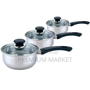 Saucepan Stainless Steel Set 6-Piece የወጥ መስሪያ እና ማቅረቢያ