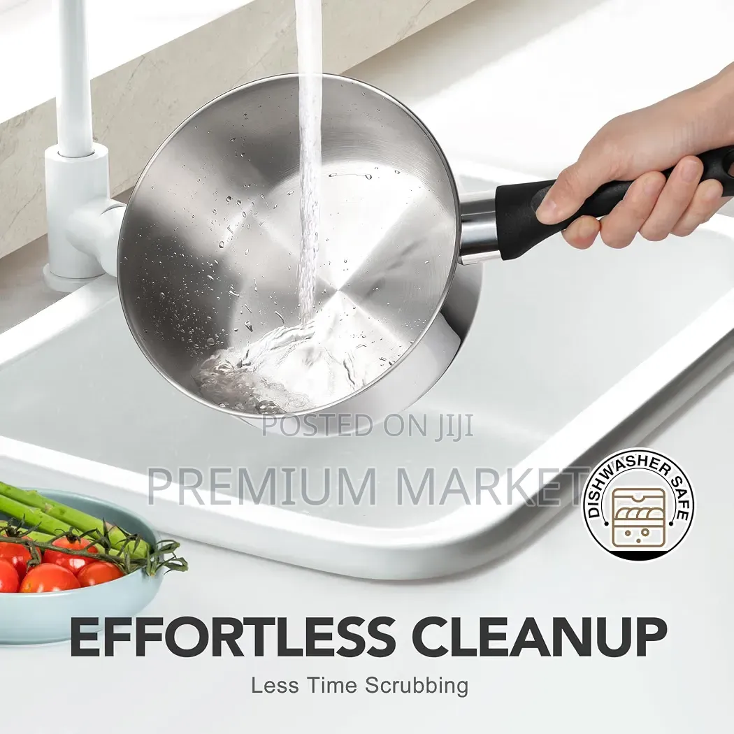 Saucepan Stainless Steel Set 6-Piece የወጥ መስሪያ እና ማቅረቢያ