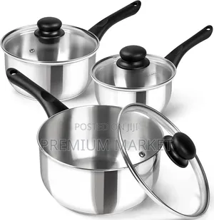 Saucepan Stainless Steel Set 6-Piece የወጥ መስሪያ እና ማቅረቢያ
