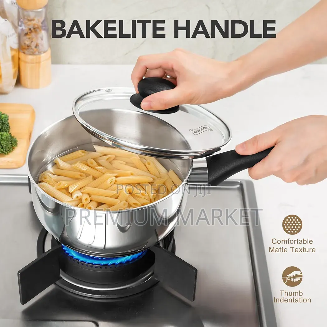 Saucepan Stainless Steel Set 6-Piece የወጥ መስሪያ እና ማቅረቢያ