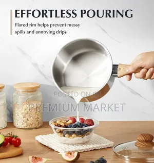 Pot Stainless Steel Sauce Pan 6 Piece የወጥ ማቅረቢያ እንጨት እጀታ