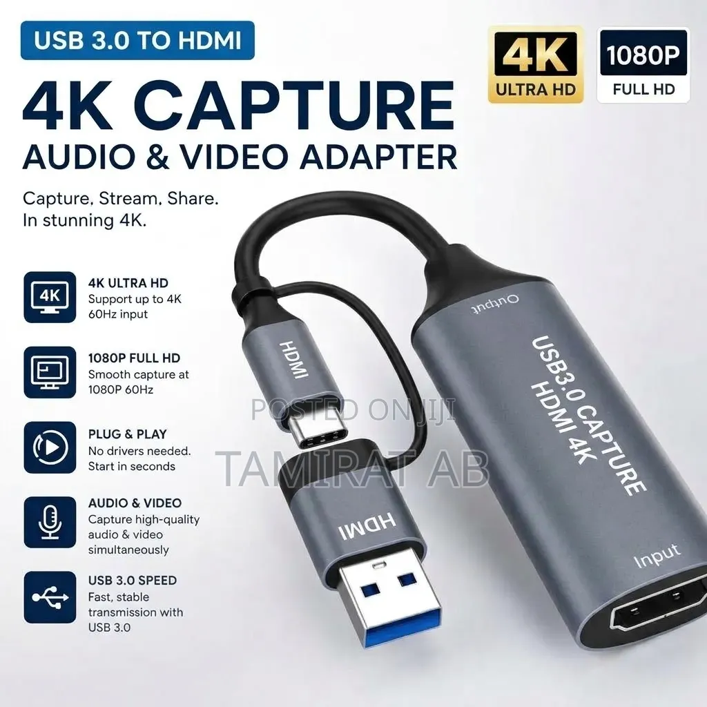 ​4K Type-C & USB 3.0 Capture Card for Live Streaming,Gaming,Camera