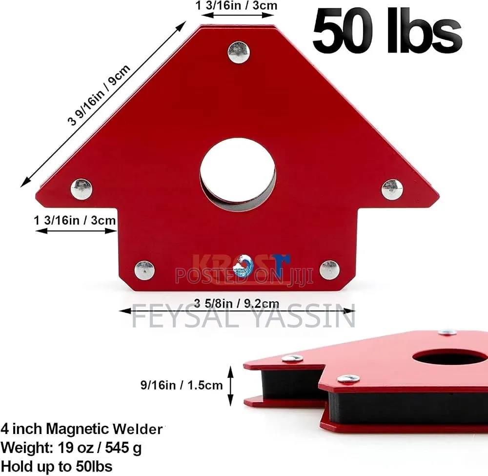 4" Arrow Welding Magnet - 50LBS, Multi-Angle Holder (45°/90°/135°)