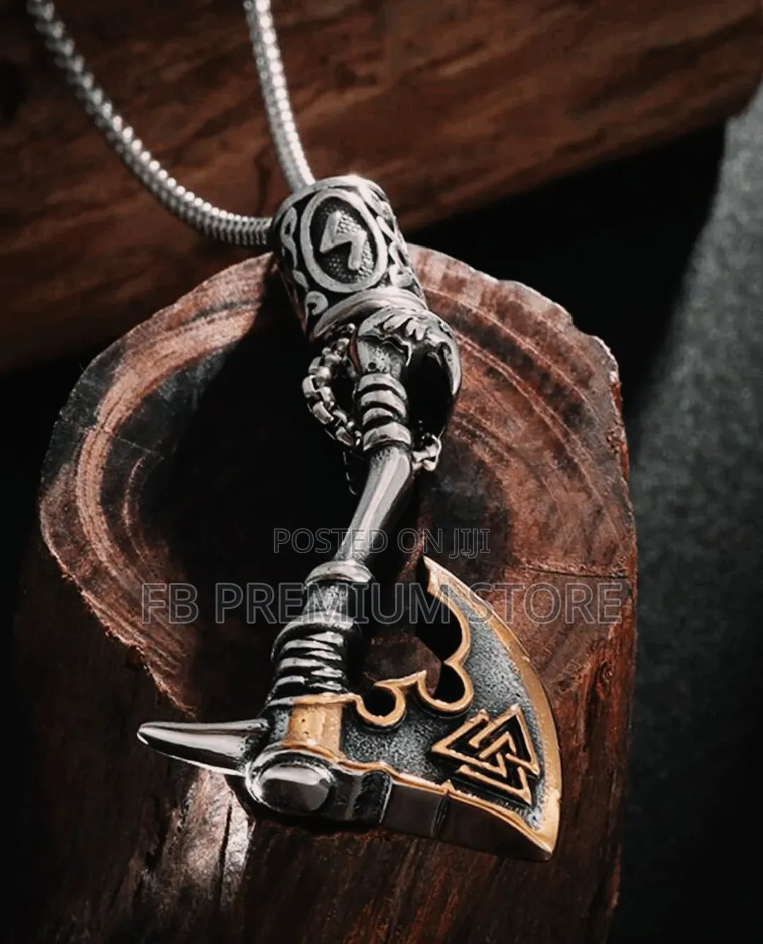 1pc Retro Domineering Nordic Rune Viking Ax Pendent Necklace
