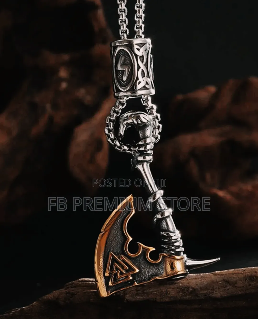 1pc Retro Domineering Nordic Rune Viking Ax Pendent Necklace
