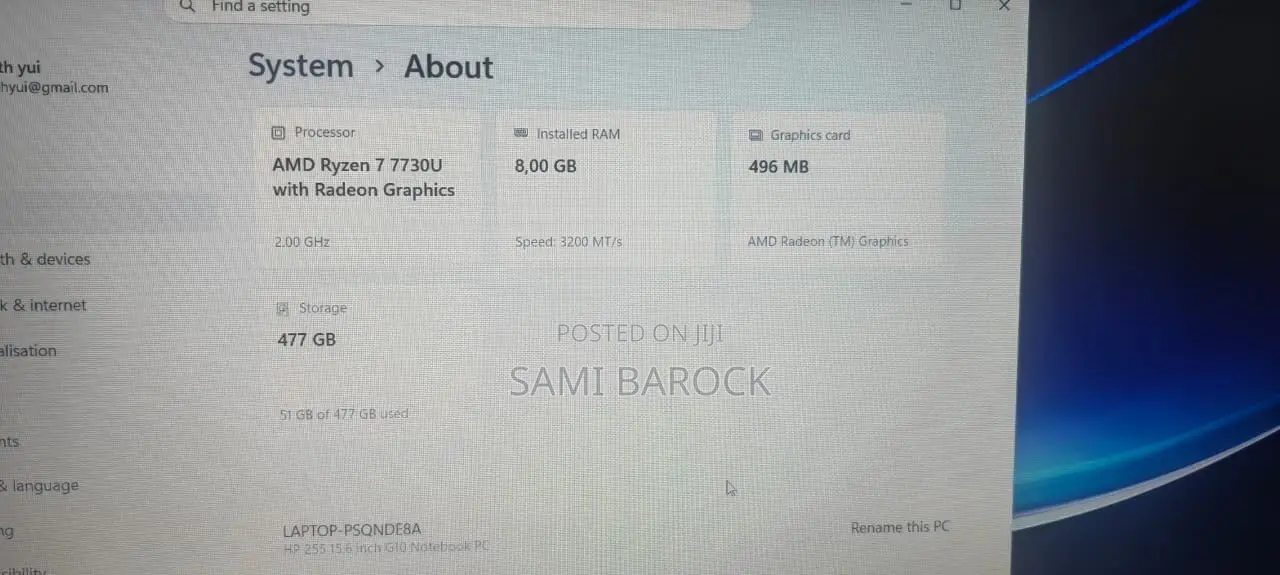 New Laptop HP 255 8GB AMD Ryzen 7 SSD 500GB