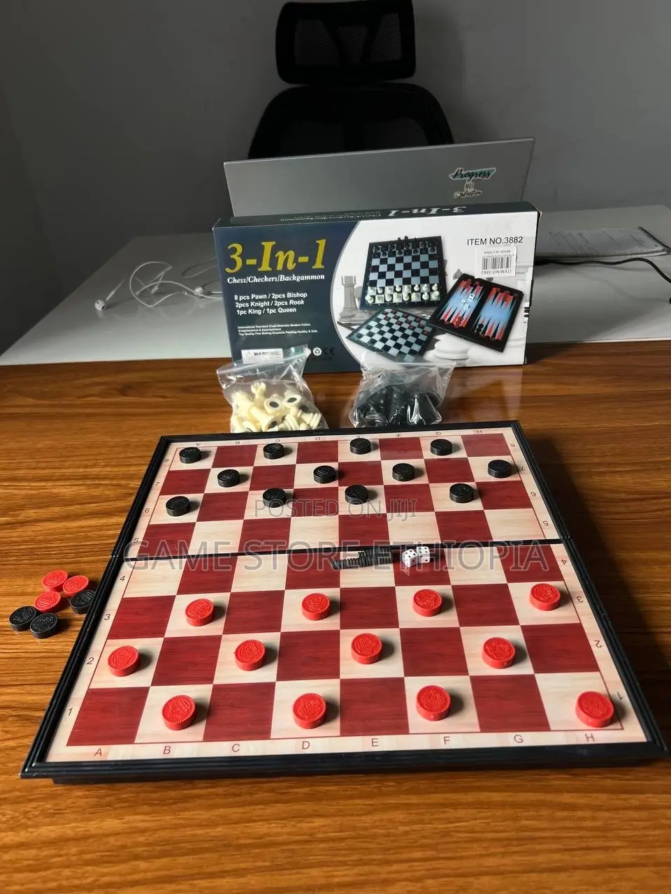 3በ1 ጨዋታ ማግኔቲክ ቼዝ + ዳማ +ባክጋመን 3in1 Magnetic Chess Checkers Backgammon