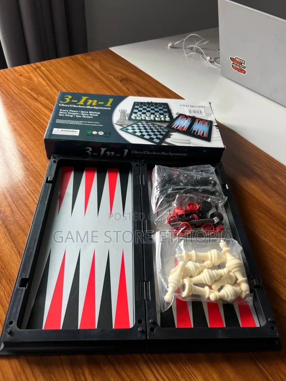 3በ1 ጨዋታ ማግኔቲክ ቼዝ + ዳማ +ባክጋመን 3in1 Magnetic Chess Checkers Backgammon