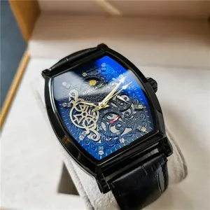 AOKULASIC Tourbillon Iced Out Skeleton Automatic Mechanical Watch