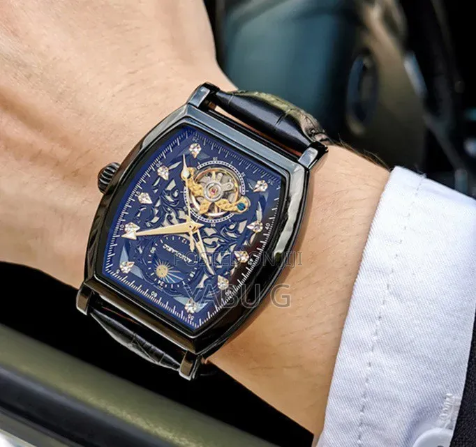 AOKULASIC Tourbillon Iced Out Skeleton Automatic Mechanical Watch