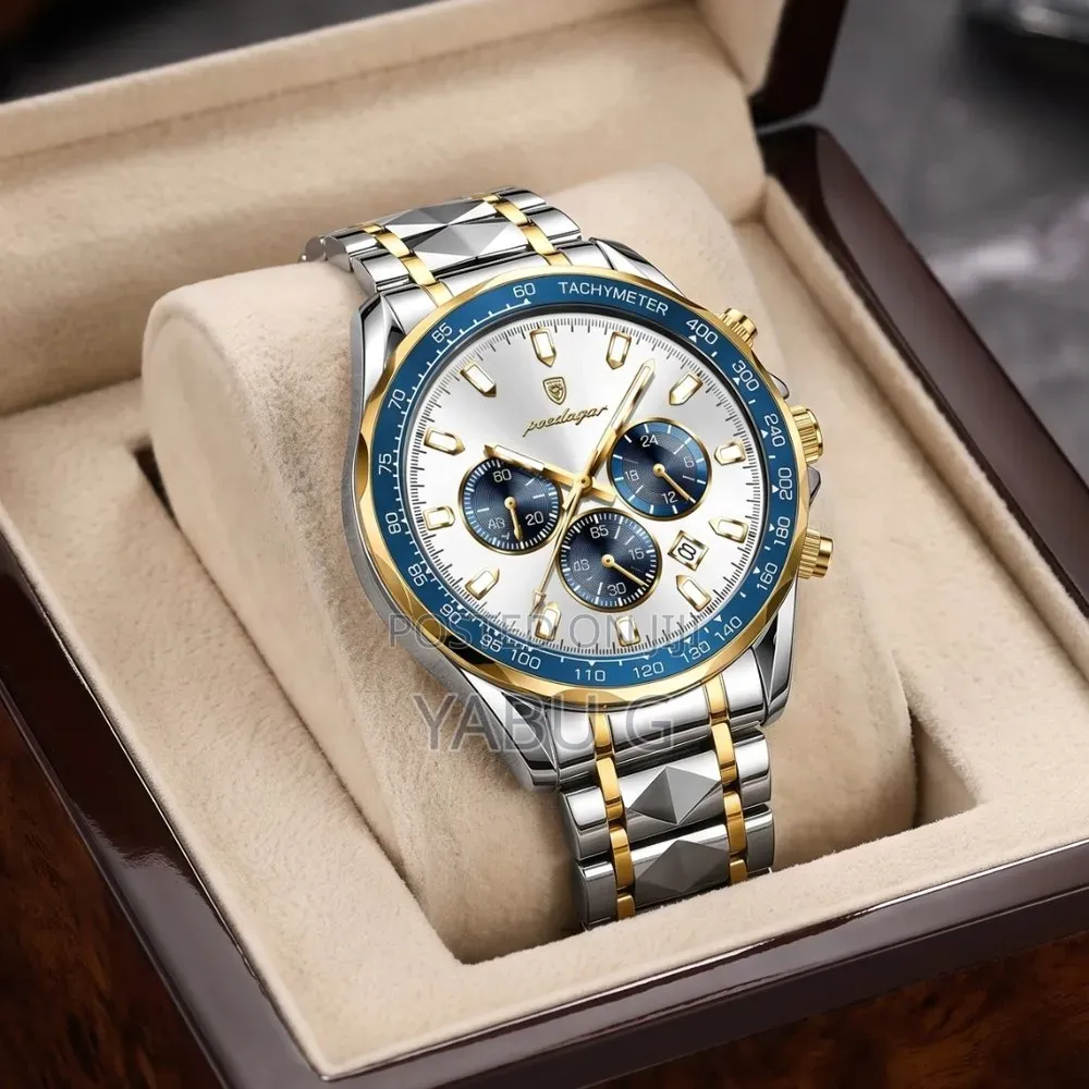 POEDAGAR Brand Fashion Business Sports Waterproof Luminous Date Watch