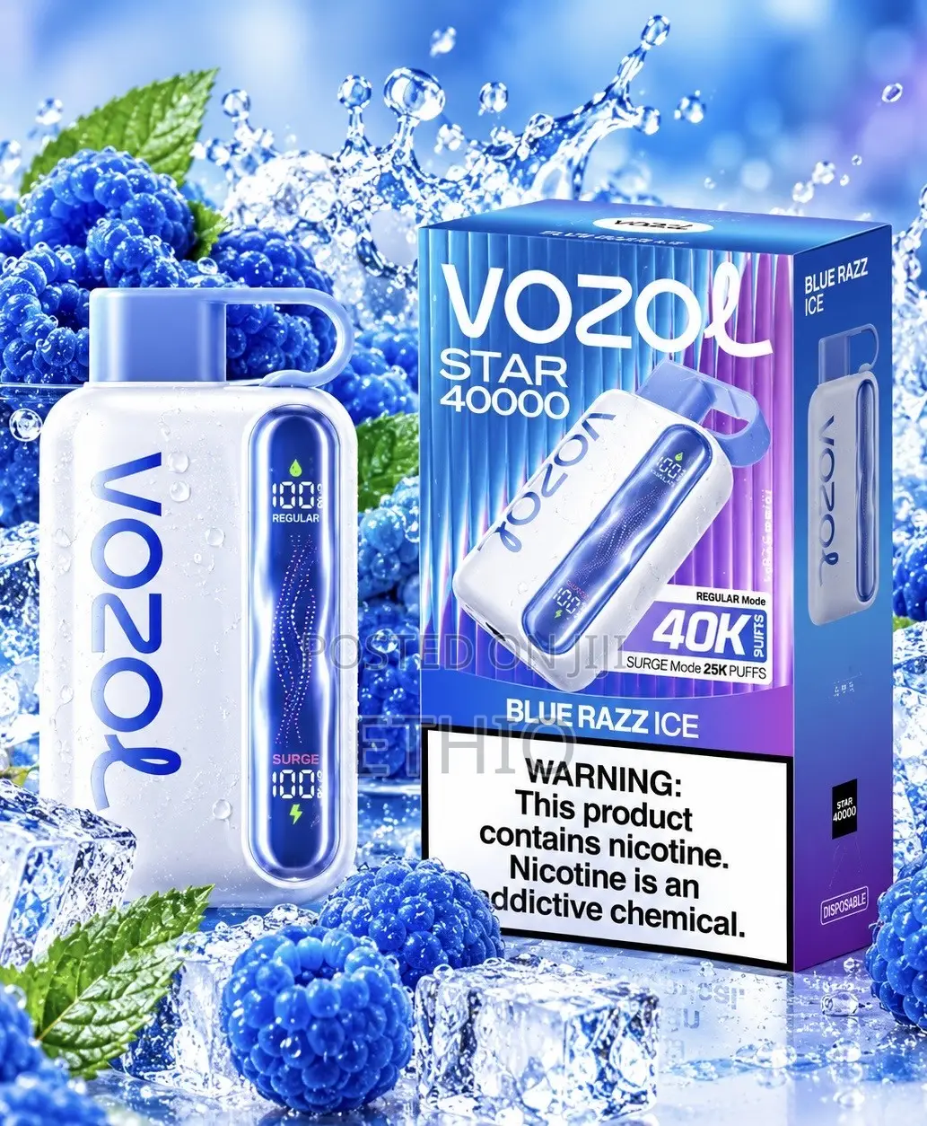 Discover Vozol Star Bluerazz Ice 40k Puff