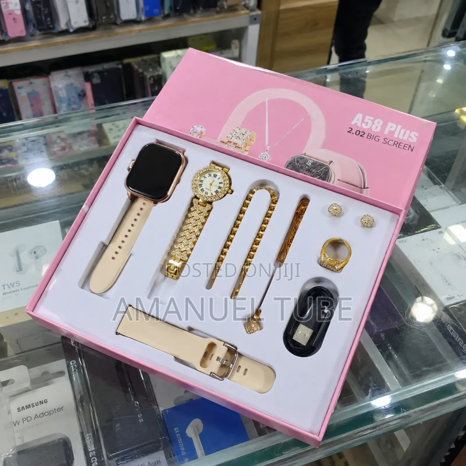 A58 Plus 7-in-1 Ladies Smartwatch and Jewelry Gift Set